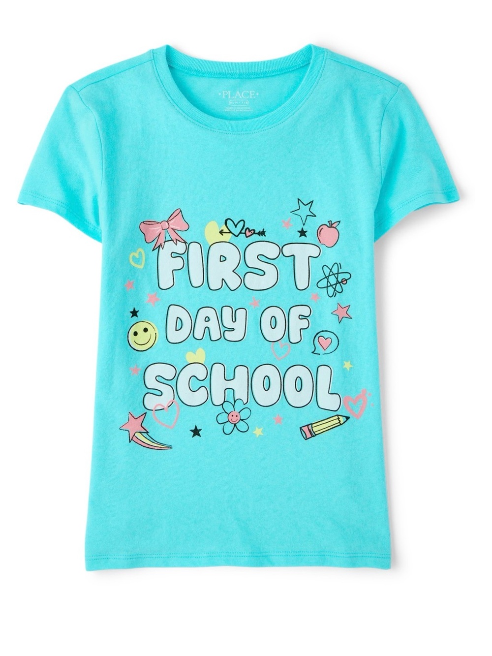 Girls First Day of School 100% Cotton Graphic Tee, Size L/G 10/12